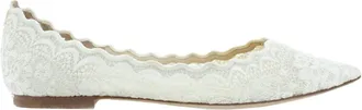 Jimmy Choo London Womens Love Flat Ivory Ballerina Flats, Brand Size 35 ( US Size 5 )
