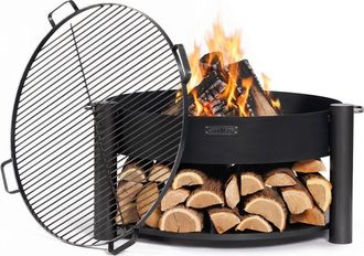 Cook King Kit Braciere Da Giardino montana Da 80 Cm Con Griglia Da 80 Cm Con 4 Manici