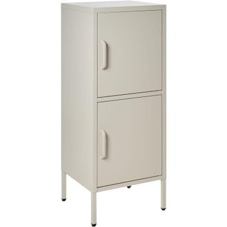 Beliani 2 Door Storage Cabinet Beige Metal Home Office Unit Steel 4 Shelves HURON