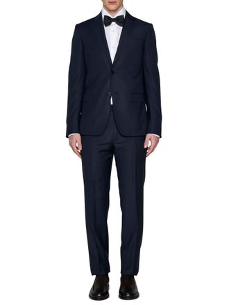 Ermenegildo Zegna Mens Wool Single-Breasted Blazer Blue Suits