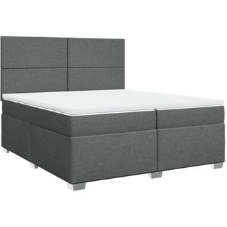 vidaXL Cama Box Spring Con Colch&oacute;n Tela Gris Oscuro 200x200 Cm Vidaxl