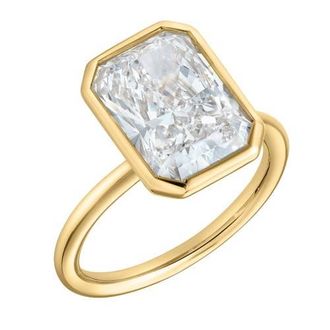 LuvMyJewelry Sierra 14K Gold Radiant Bezel Lab Grown Diamond Solitaire Engagement Ring - 2 cts in 14K Yellow Gold at Nordstrom, Size 5