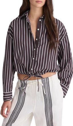Madewell Drawstring Poplin Button-Up Shirt in Chocolate Plum at Nordstrom, Size Xx-Large