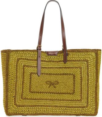 Anya Hindmarch East West Bow Raffia Tote in Caper at Nordstrom