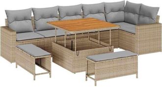 vidaXL Garden Sofa Set 11 pcs Beige and Light Grey Poly Rattan vidaXL