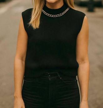 Bishop + Young Womens Savoy Chain Sweater Tank Top In Black