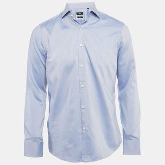 HUGO BOSS Boss Hugo Boss Blue Gabardine Regular Fit Shirt
