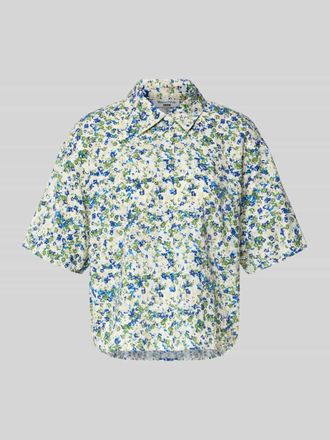 Marc O'Polo Denim Marc OPolo Denim Regular Fit Bluse im Allover-Look mit 1/2-Arm in Royal, Gr&ouml;&szlig;e S