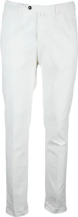 Bsettecento White Stretch Cotton Pants
