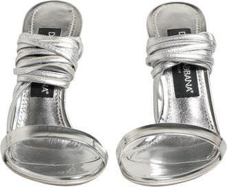 Dolce & Gabbana Silver Strappy High Heels Sandals Womens Shoes (Pre-Owned)