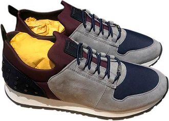 Tod's Grey suede & burgundy jersey trainers Size 37