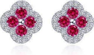Lafonn Lab Grown Ruby & Simulated Diamond Flower Stud Earrings in Ruby/White at Nordstrom Rack