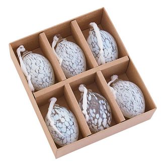 Ballard Designs Confetti Glass Easter Eggs - Set of 6 - White - Ballard Designs