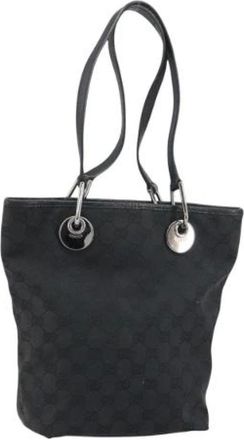 Gucci Pre-owned Handbags, female, Black, Size: ONE SIZE Pre-owned Canvas Handbag