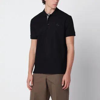 Burberry Polo slim nera in cotone piqu&eacute;