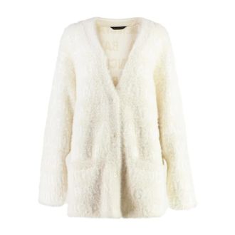 Balenciaga Truien & Vesten, Dames, Beige, M, Wol, Jacquard Motif Cardigan