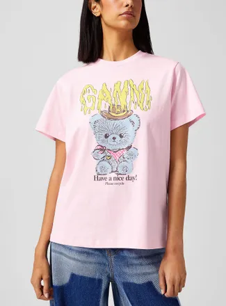 Ganni Womens Cowboy cub logo tee
