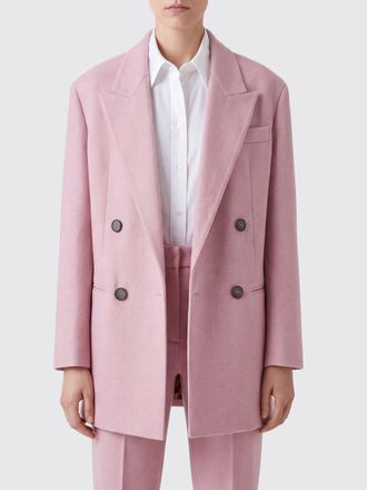 Tela Double-Breasted Short Wool Relaxed Fit Blazer with Peak Lapels