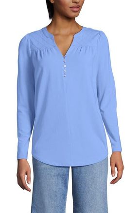 Lands End Long Sleeve Lightweight Jersey Notch Neck Tunic Top in Clear Blue Sky at Nordstrom, Size X-Small