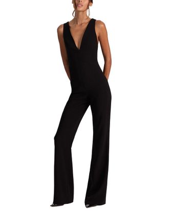 Alice & Olivia Alice + Olivia Nova Deep V Neck Cape Jumpsuit
