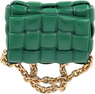 Bottega Veneta Pre-owned Womens Padded Cassette Shoulder Bag in Green Leather Lamb Leather - One Size