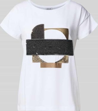 More & More More & More T-Shirt mit Paillettenbesatz in Offwhite, Größe 34