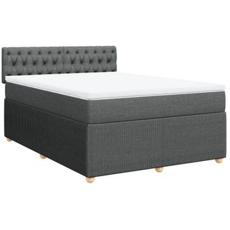 vidaXL Cama Box Spring Con Colch&oacute;n Tela Gris Oscuro 160x200 Cm Vidaxl