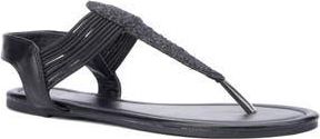 New York & Company Freya T-Strap Flat Sandal in Black at Nordstrom Rack, Size 9