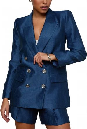 L'agence Cambrie Oversized Blazer Jacket In Deep Sea Blend