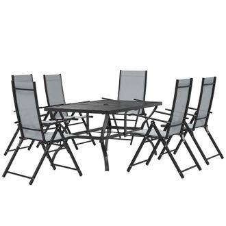 OUTSUNNY Set da Esterno con Tavolo da Pranzo e 6 Sedie Pieghevoli Grigio