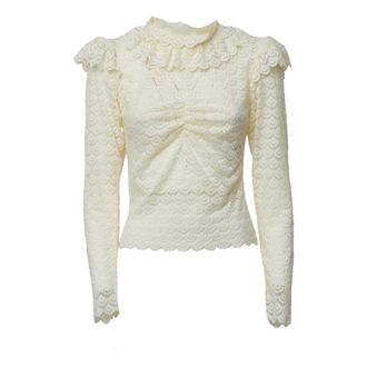 Farm Rio Farm Rio - Kanten blouse met hoge hals - Dames - Blouses & Shirts - Wit - Maat: M