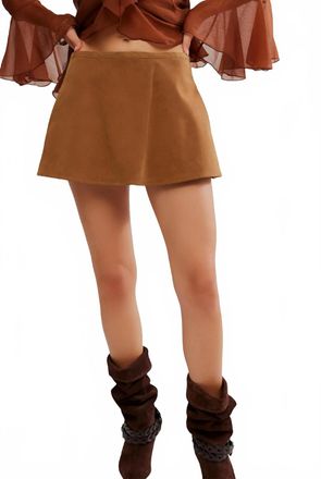 Free People Paradise Found Suede Skort In Brown