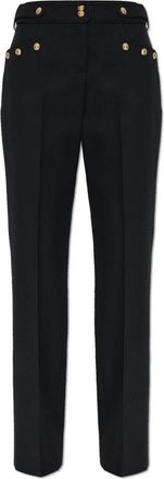 Balmain Pantalones de Gabardina de Lana Plisados - Trousers - Mujer - Negro - 2XS
