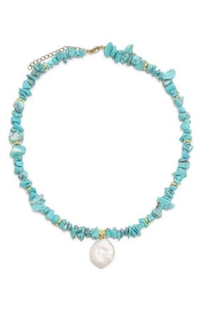 Petit Moments Vetta Freshwater Pearl Pendant Necklace in Turquoise at Nordstrom