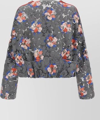 Fendi bouquet lace cropped blazer long sleeves