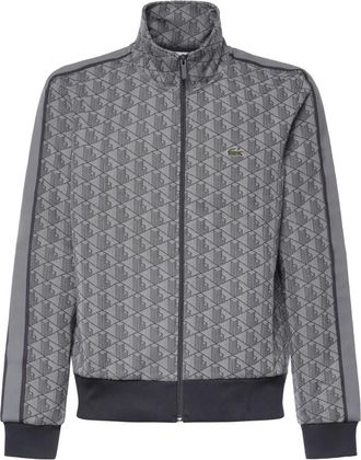 Lacoste Paris Zip-Up Jacquard Track Jacket - Heren - Sweatshirts & Hoodies - Grijs - Maat: L Katoen