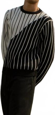Ingmarson Thin Striped Diagonal Wool & Cashmere Jumper In White, Black