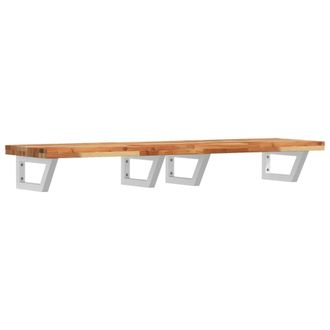 Berkfield Home Basin Shelf Wall Mounted Steel & Solid Wood Acacia in Brown