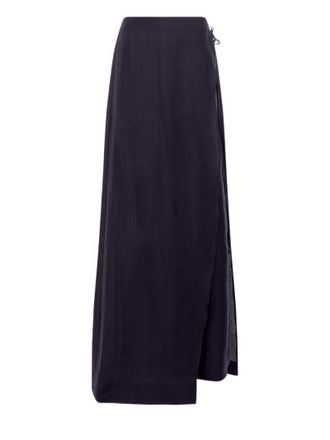 Blugirl Layered Blue Maxi Skirt-Pants Hybrid With Tied Side Panel