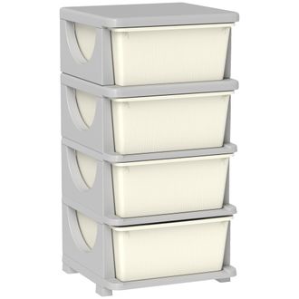 OEM Torre De Almacenamiento Infantil Con 4 Cajones Para Ni&ntilde;os De +3 A&ntilde;os Con Bordes Redondeados Y Asas 37x37x76 Cm Crema