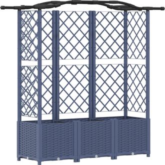 vidaXL Cama Elevada Con Trellis Y Techo Gris 163 X 40 X 138 Cm Pp Vidaxl
