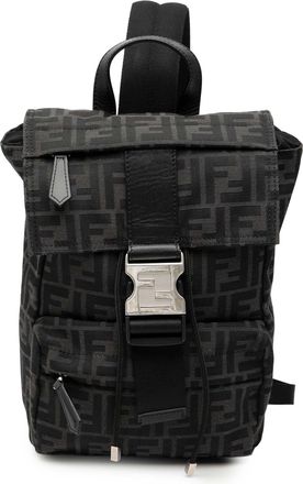 Fendi Womens Pre-owned Small Zucca Canvas Fendiness Backpack - Black Textile - One Size