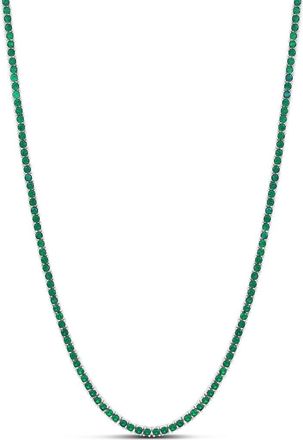 SHYMI Emerald 2mm Tennis Necklace in Silver/emerald at Nordstrom