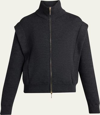 Giorgio Armani Zip-Front Knit Blouson Jacket