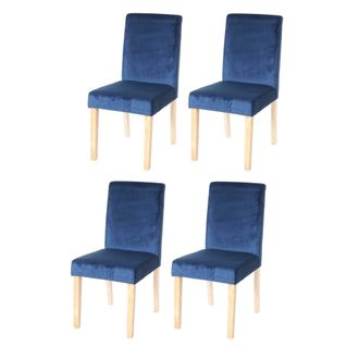 Hhg Hhg - Juego De 4 Sillas De Comedor Littau, Silla De Cocina, Certificadas Mvg, Azul Petr&oacute;leo, Patas Claras