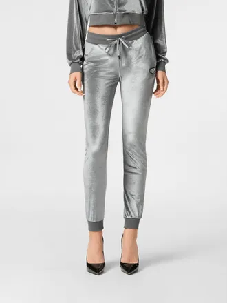 Philipp Plein Pantaloni jogging in velluto di ciniglia slim fit con vita a coulisse