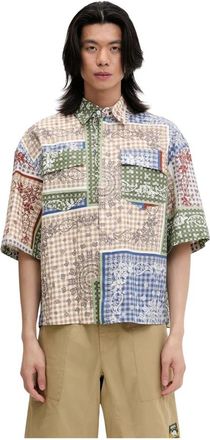Rhude Bandana Boxy Werkshirt - Heren - Korte mouwen Overhemden - Veelkleurig - L - Katoen - Overhemden