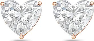 Diana M. Jewels 14Kt Rose Gold 1.50 cts Lab Grown Heart shaped Diamond Studs