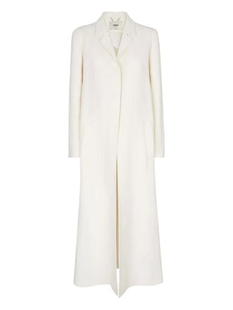 Fendi linen single-breasted coat - women - Mother of Pearl/Viscose/Linen/Flax - 42 - White