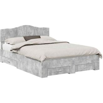 vidaXL Bed Frame Concrete Grey 140 x 190 cm Engineered Wood vidaXL